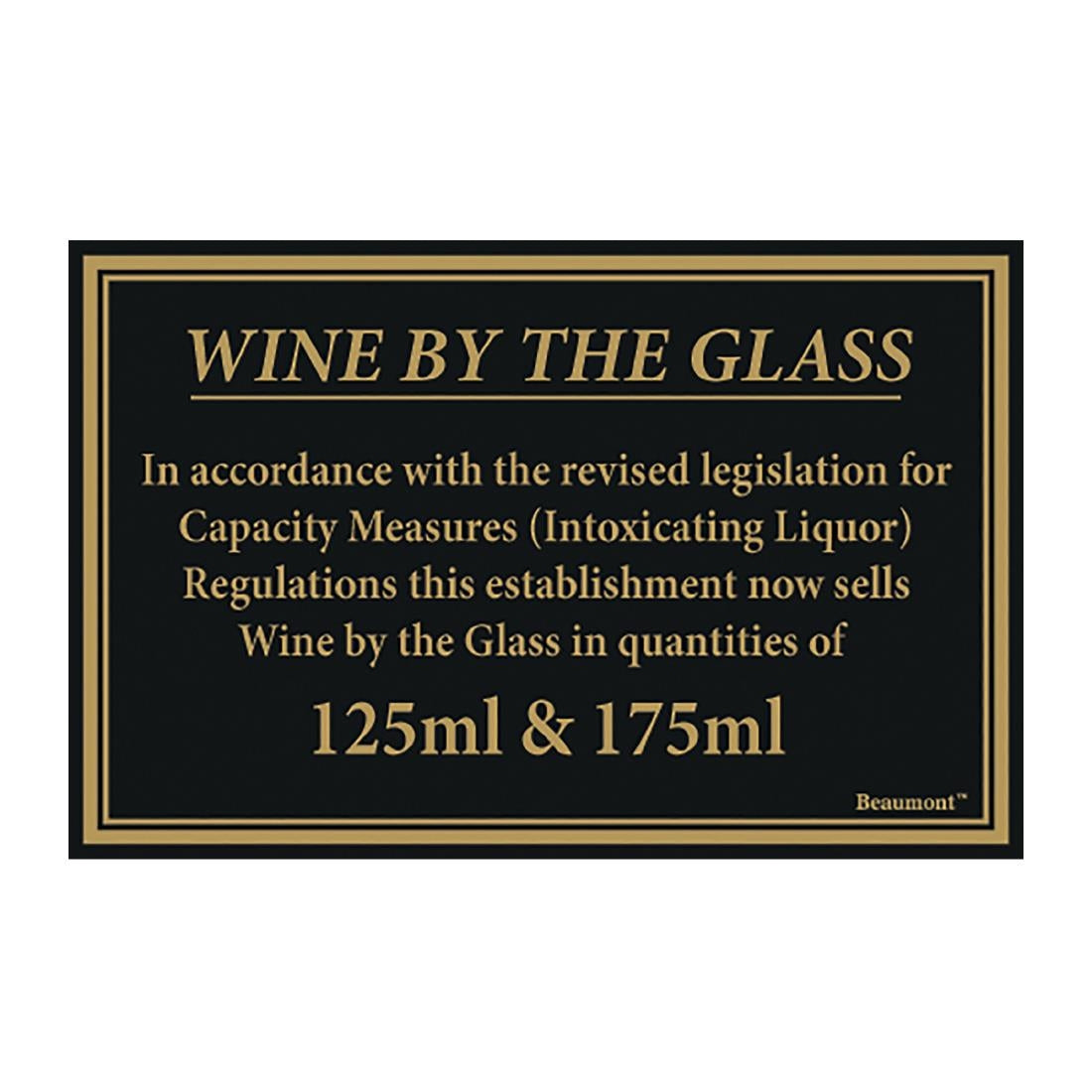 Beaumont 125ml & 175ml Wine Law Sign 170x110mm - CZ679 Beaumont