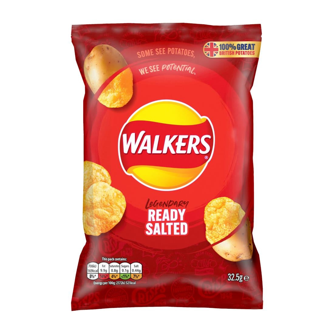 Walkers Ready Salted Flavour Crisps 32.5g (Pack of 32) - CZ704 Walkers