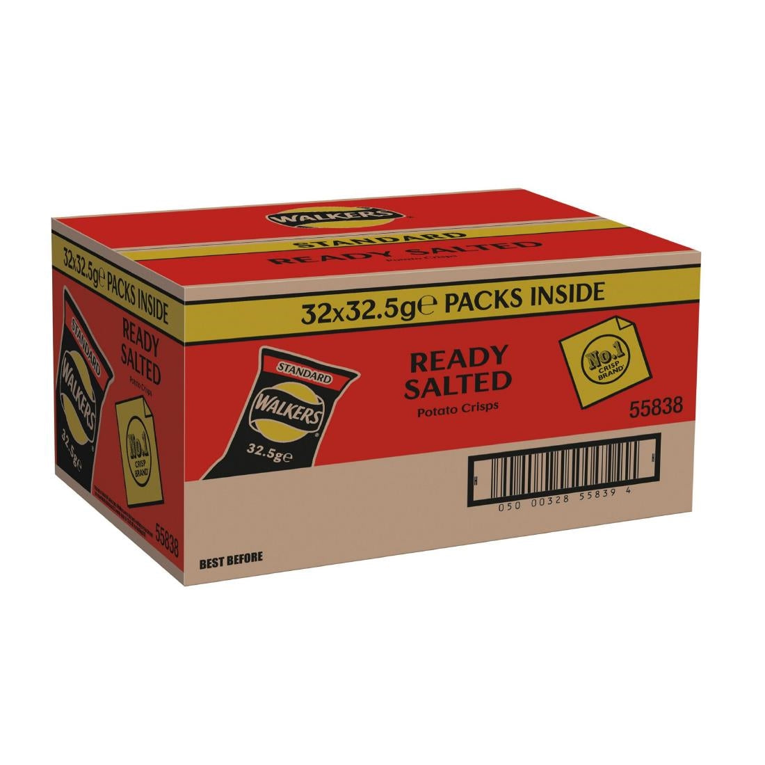 Walkers Ready Salted Flavour Crisps 32.5g (Pack of 32) - CZ704 Walkers
