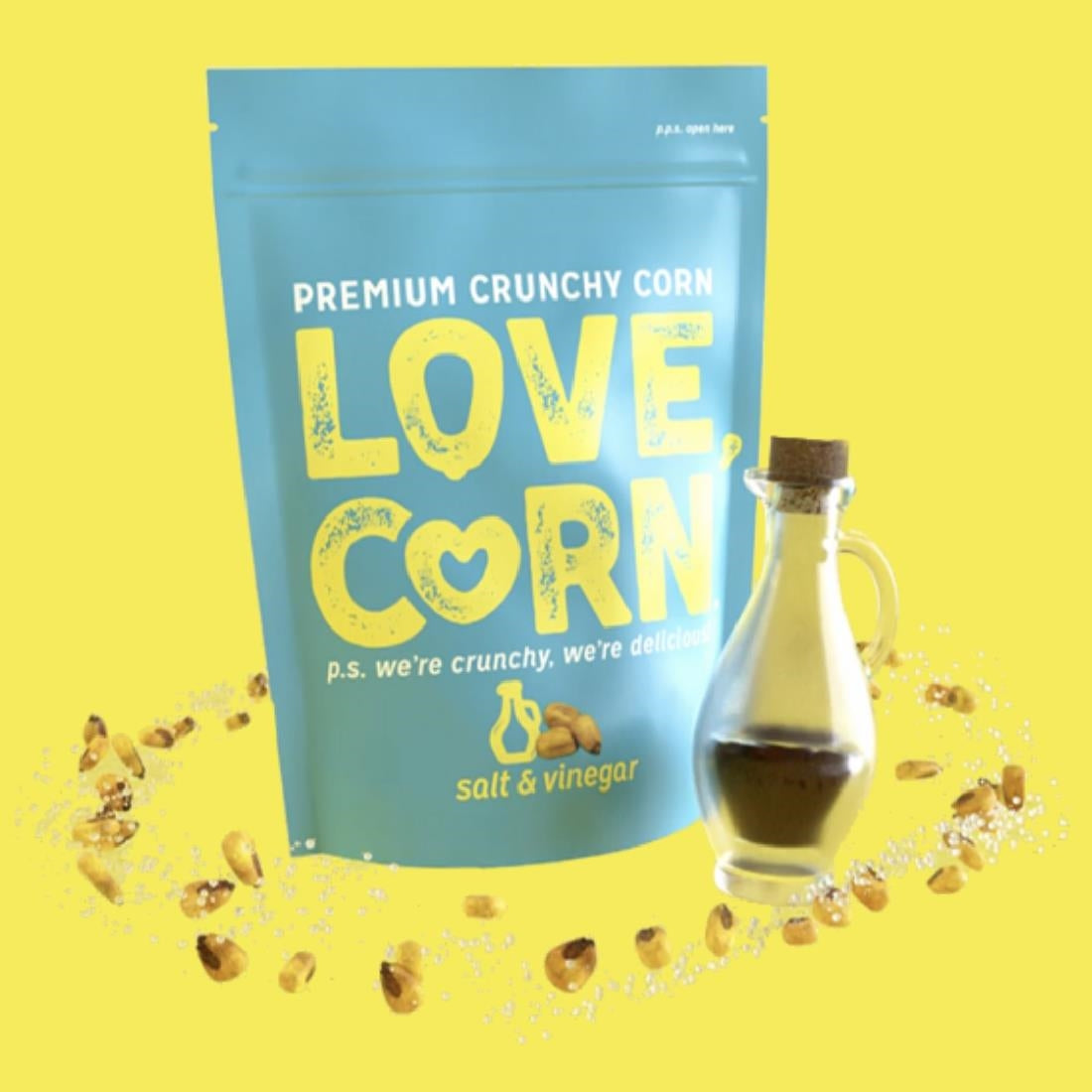 LOVE CORN Salt & Vinegar Crunchy Corn Snack 45g (Pack of 10) - CZ754 LOVE CORN