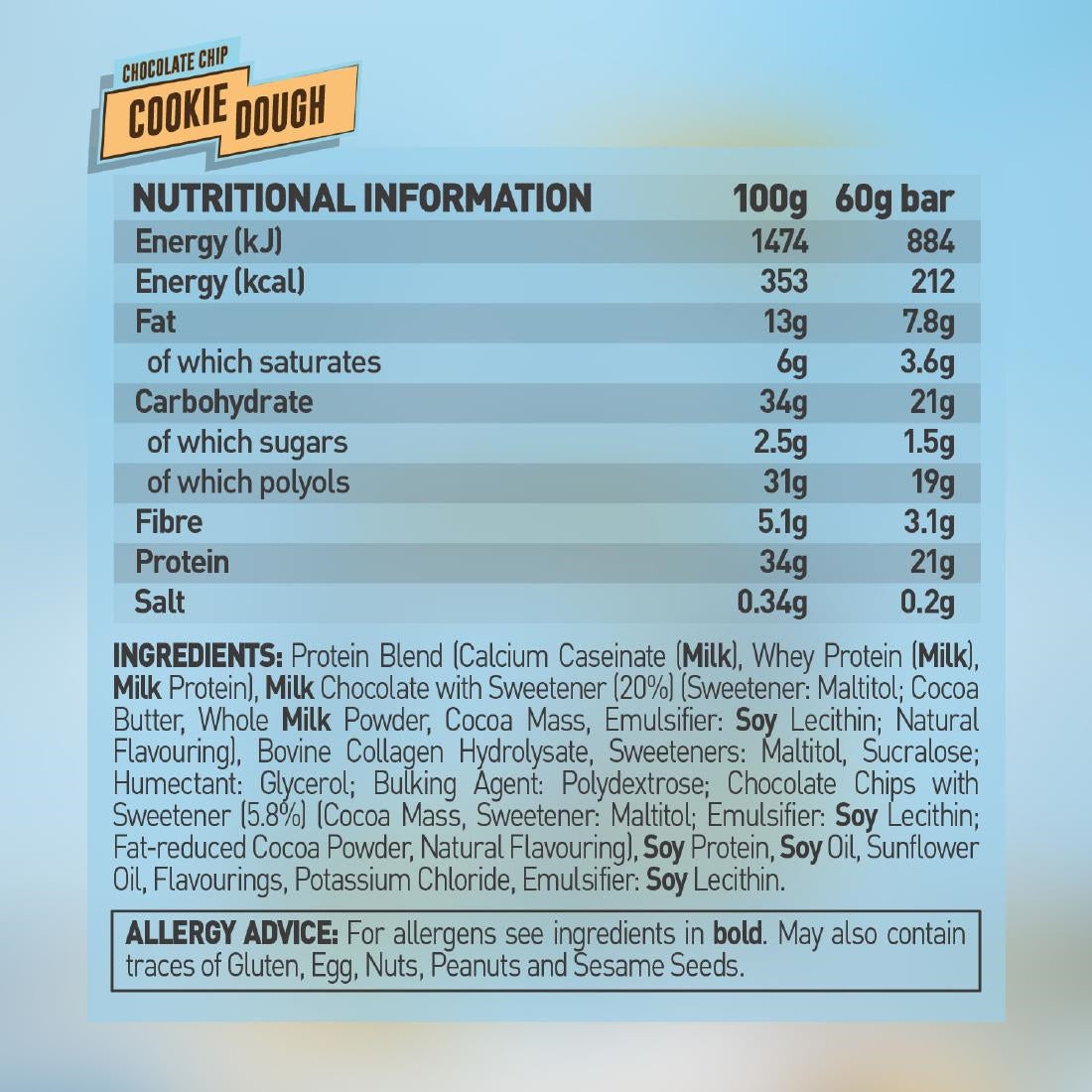 Grenade Protein Bar Choc Chip Cookie Dough 60g (Pack of 12) - CZ776  Grenade