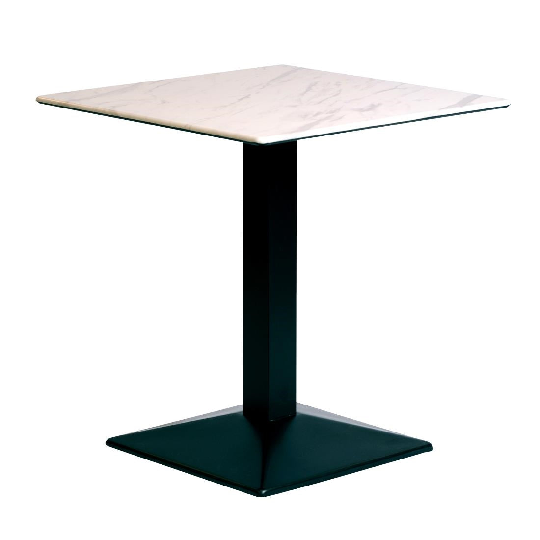 Turin Metal Base 600mm Square Dining Table with Laminate Top in Marble - CZ810 Steel Tables Everyday