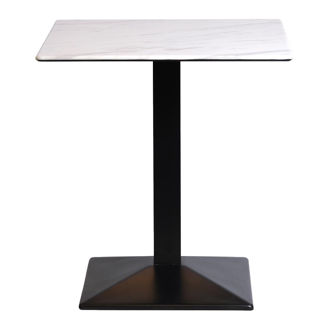 Turin Metal Base 600mm Square Dining Table with Laminate Top in Marble - CZ810 Steel Tables Everyday