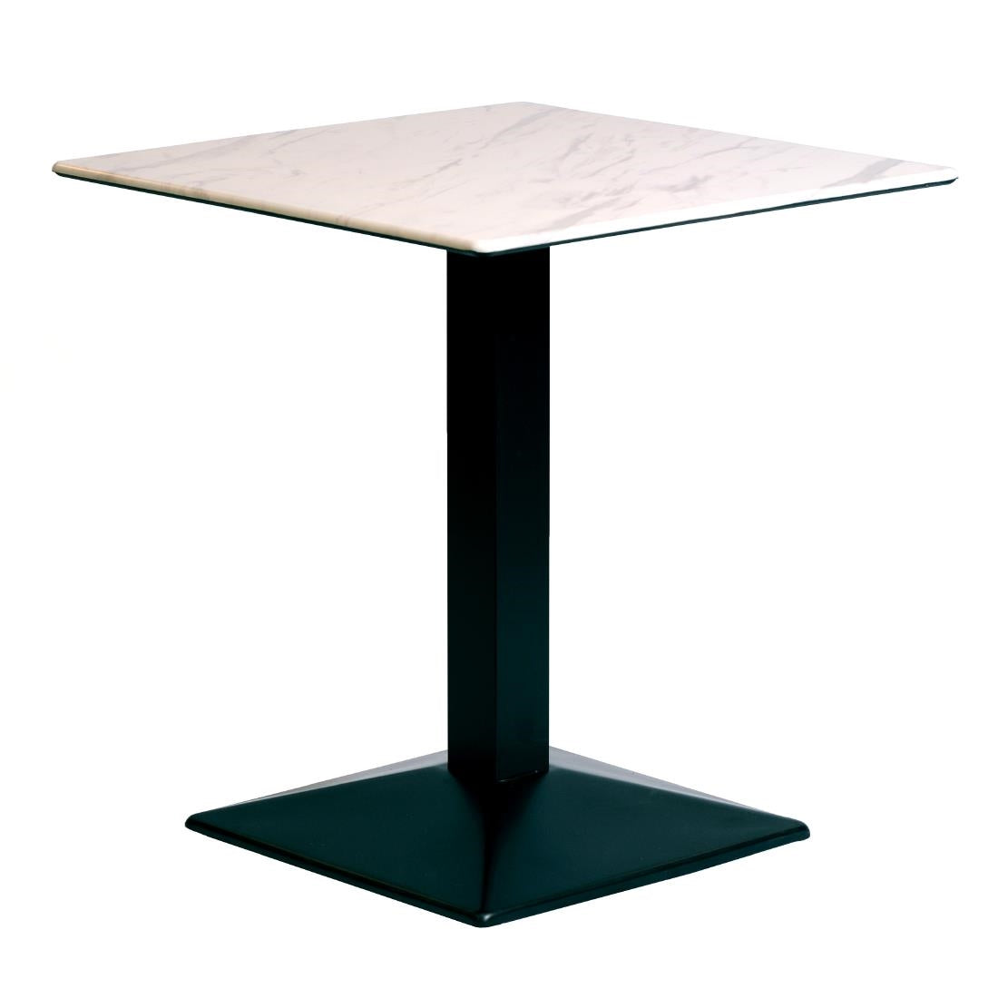Turin Metal Base 700mm Square Dining Table with Laminate Top in Marble - CZ814 Steel Tables Everyday