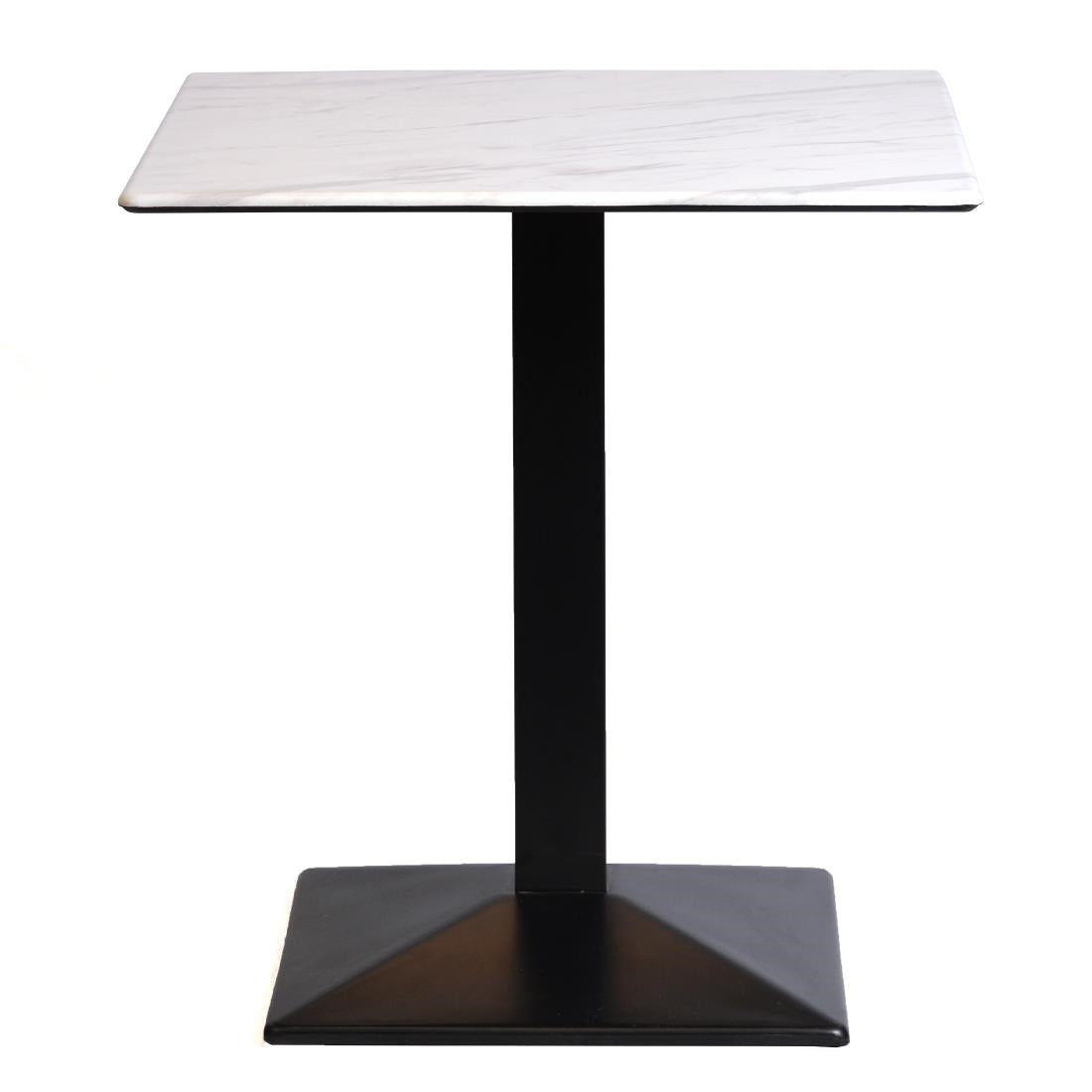 Turin Metal Base 700mm Square Dining Table with Laminate Top in Marble - CZ814 Steel Tables Everyday