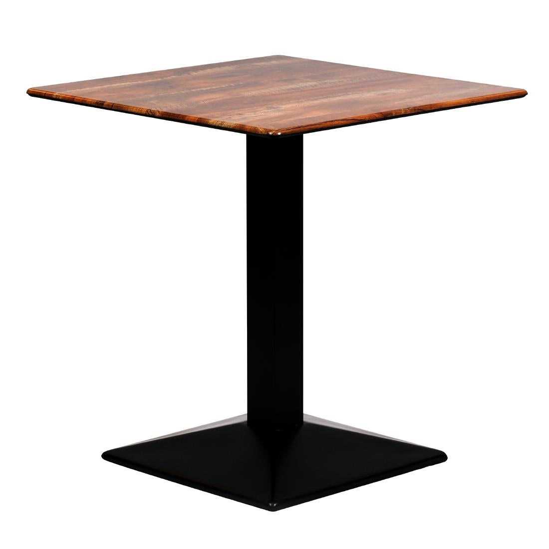 Turin Metal Base 700mm Square Dining Table w/Laminate Top in Planked Oak - CZ816 Steel Tables Everyday