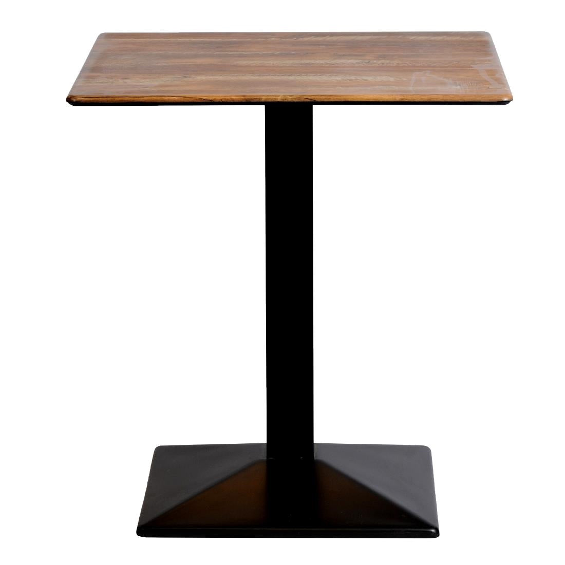 Turin Metal Base 700mm Square Dining Table w/Laminate Top in Planked Oak - CZ816 Steel Tables Everyday