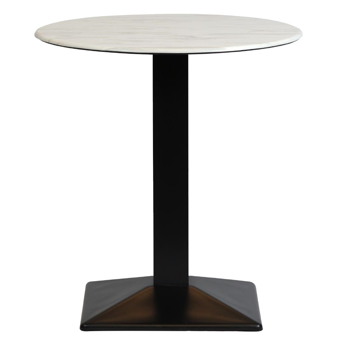 Turin Metal Base 600mm Round Dining Table with Laminate Top in Marble - CZ818 Steel Tables Everyday
