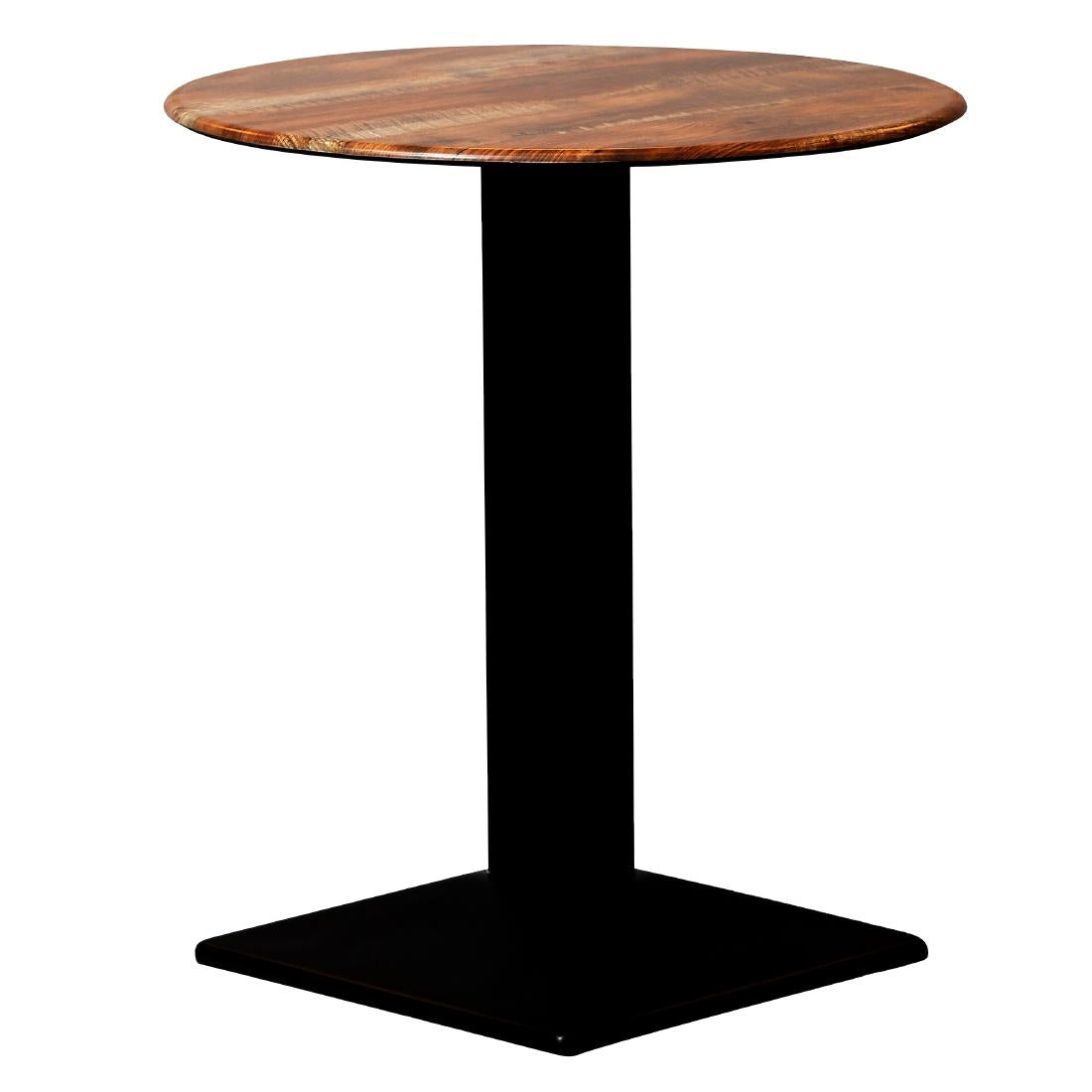 Turin Metal Base 600mm Round Dining Table w/Laminate Top in Planked Oak - CZ820 Steel Tables Everyday