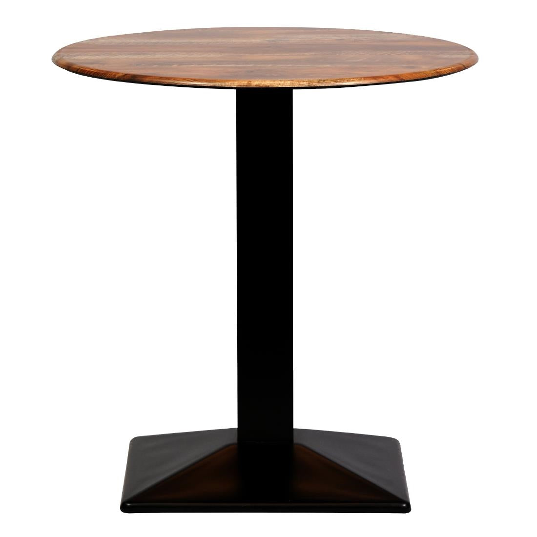 Turin Metal Base 600mm Round Dining Table w/Laminate Top in Planked Oak - CZ820 Steel Tables Everyday