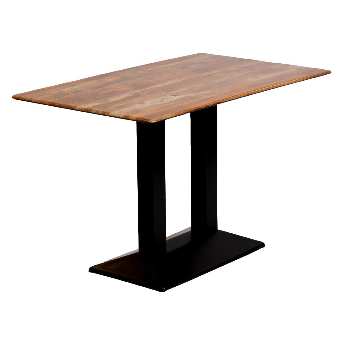 Turin Metal Base Rectangle Dining Table with Laminate Top in Planked Oak - CZ824 Steel Tables Everyday