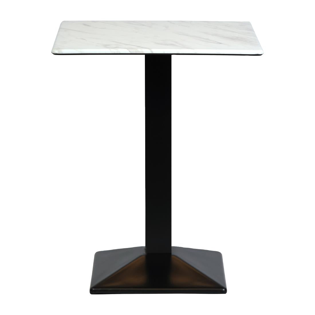 Turin Metal Base 700mm Square Poseur Table with Laminate Top in Marble - CZ830 Steel Tables Everyday