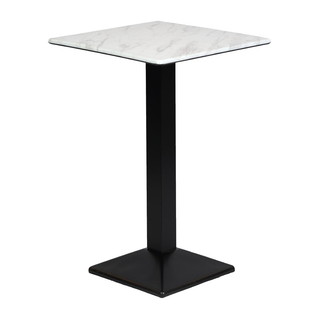Turin Metal Base 700mm Square Poseur Table with Laminate Top in Marble - CZ830 Steel Tables Everyday