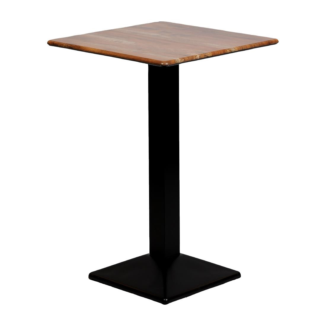 Turin Metal Base 700mm Square Poseur Table w/Laminate Top in Planked Oak - CZ832 Steel Tables Everyday