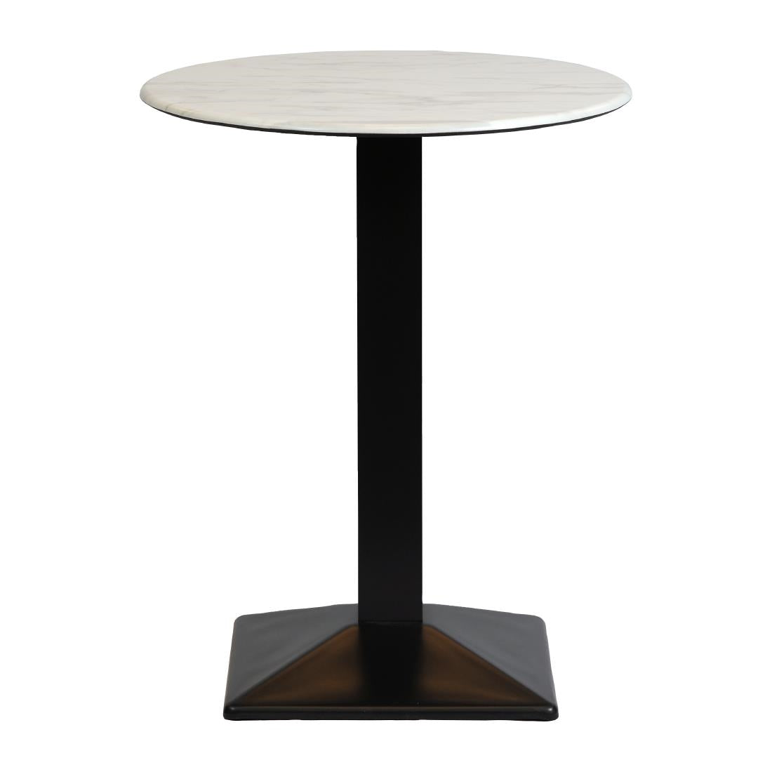 Turin Metal Base 600mm Round Poseur Table with Laminate Top in Marble - CZ834 Steel Tables Everyday