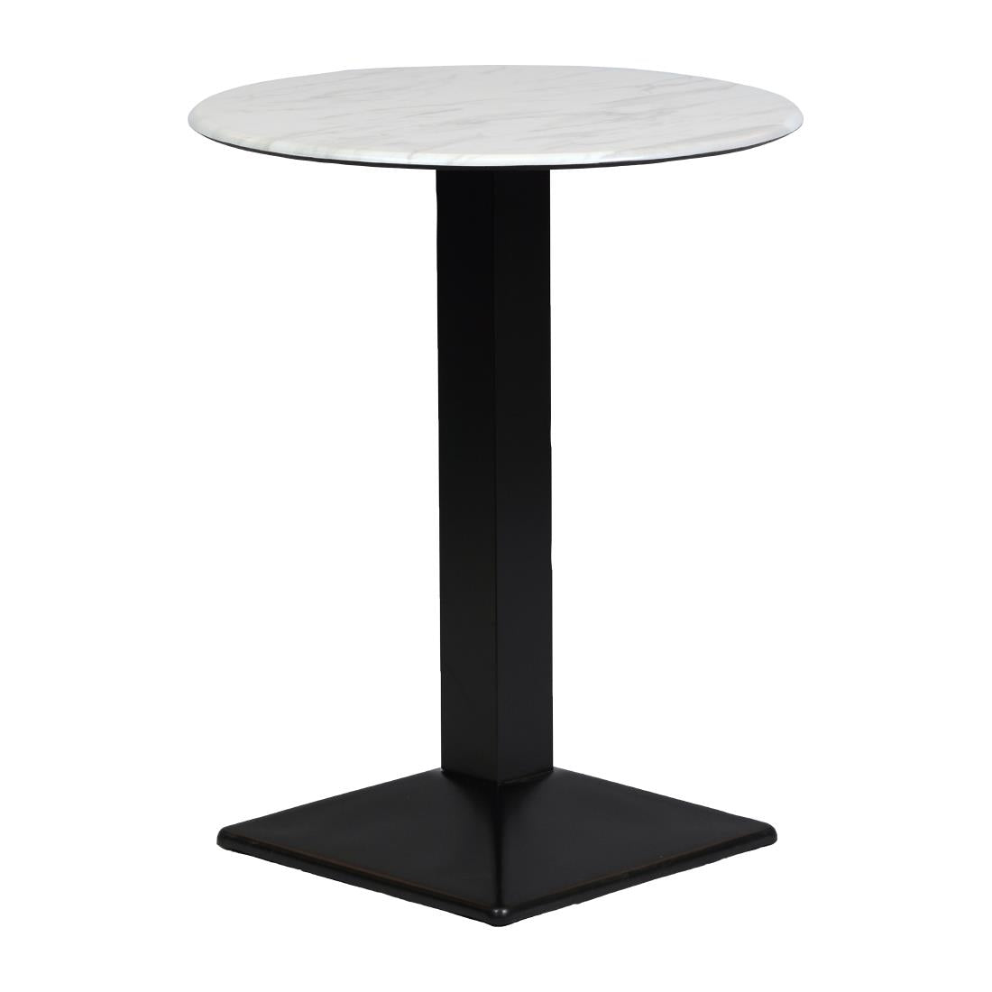 Turin Metal Base 600mm Round Poseur Table with Laminate Top in Marble - CZ834 Steel Tables Everyday
