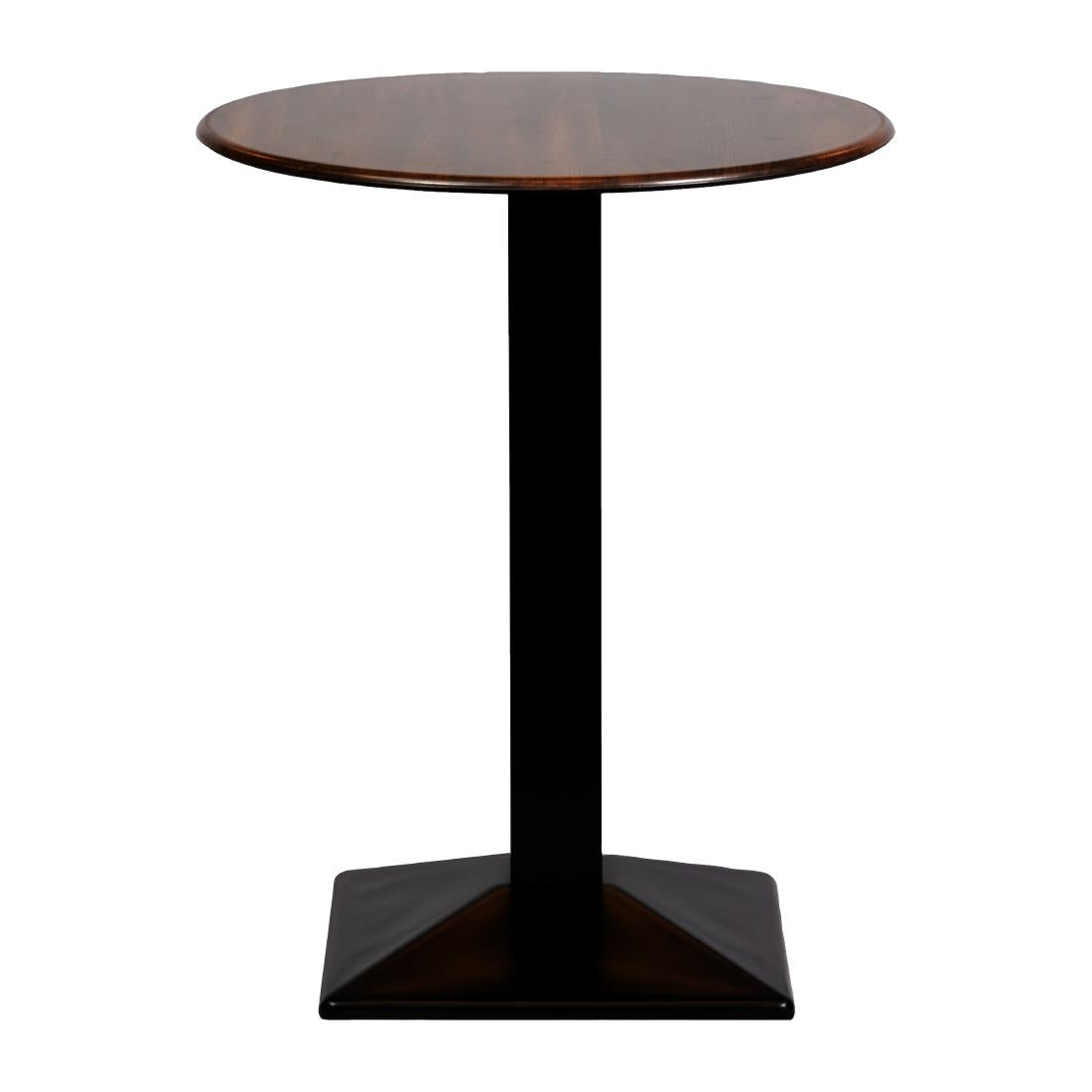 Turin Metal Base 600mm Round Poseur Table with Laminate Top in Walnut - CZ837 Steel Tables Everyday