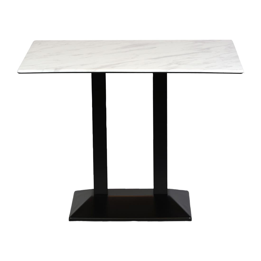 Turin Metal Base Rectangle Poseur Table with Laminate Top in Marble - CZ838 Steel Tables Everyday