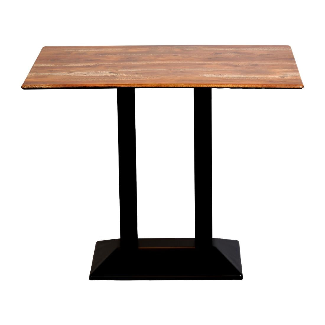 Turin Metal Base Rectangle Poseur Table with Laminate Top in Planked Oak - CZ840 Steel Tables Everyday