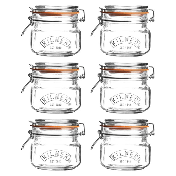 Kilner Clip Top Square Preserve Jars 500ml (Pack of 6) - CZ878 Kilner