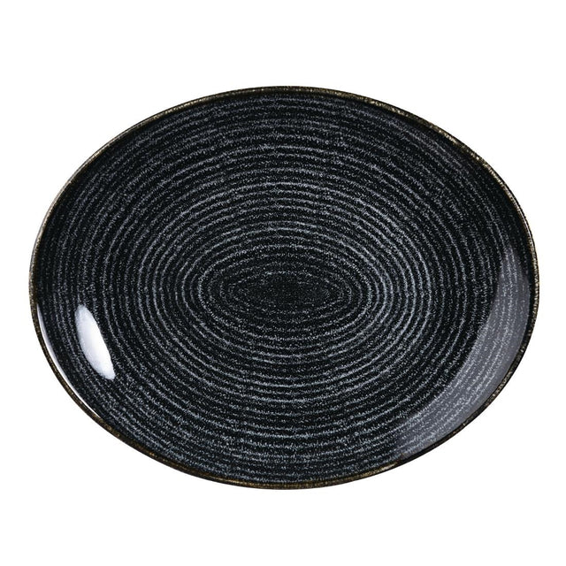 Churchill Studio Prints Homespun Charcoal Black Large Oval Coupe Plate 270 x 299mm - DA267 Plates Churchill