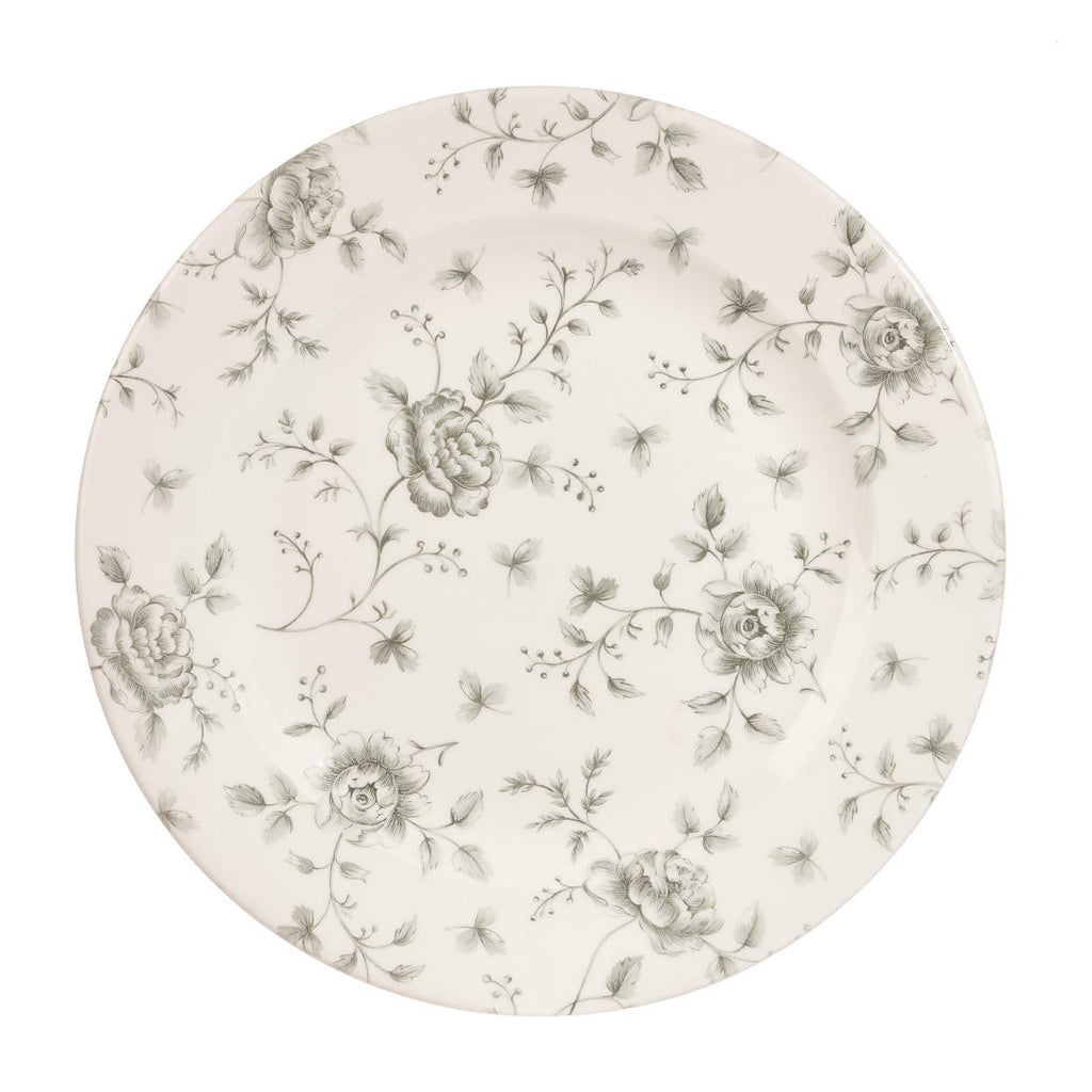 Churchill Vintage Prints Rose Chintz Profile Plates Grey 305mm (Pack of 6) - DA664 Plates Churchill
