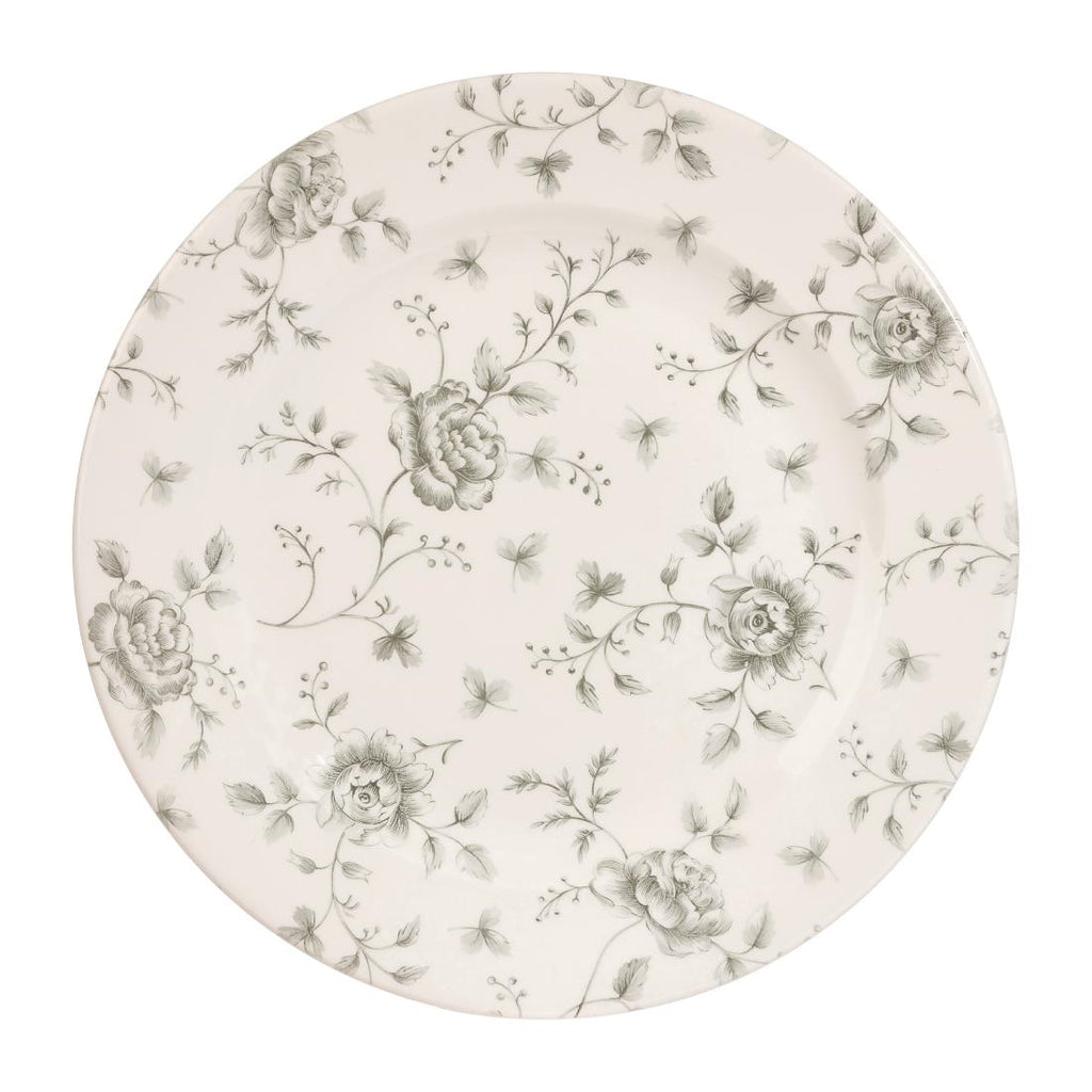 Churchill Vintage Prints Rose Chintz Profile Plates Grey 276mm (Pack of 6) - DA665 Plates Churchill