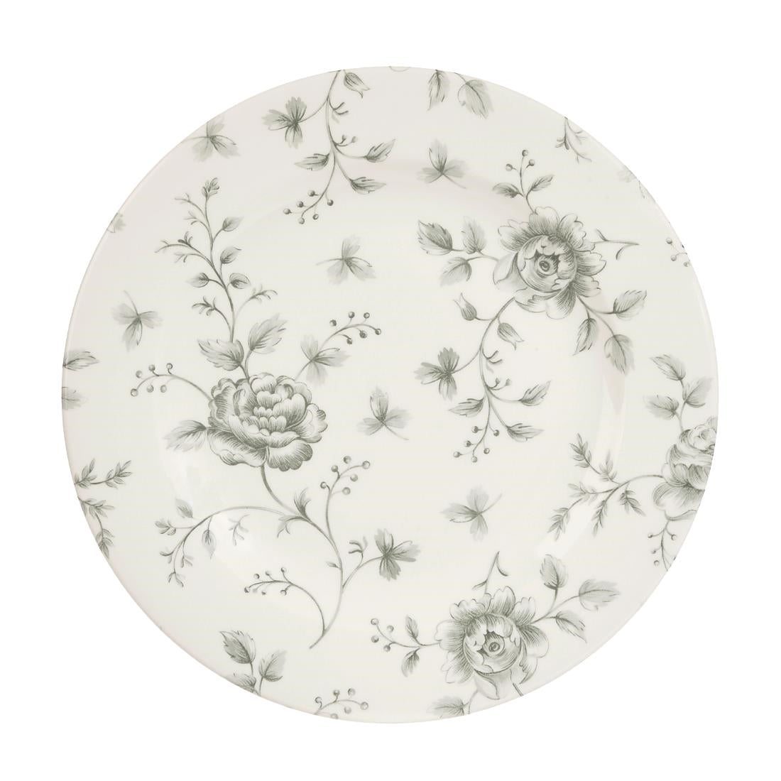 Churchill Vintage Prints Rose Chintz Profile Plates Grey 210mm (Pack of 6) - DA666 Plates Churchill