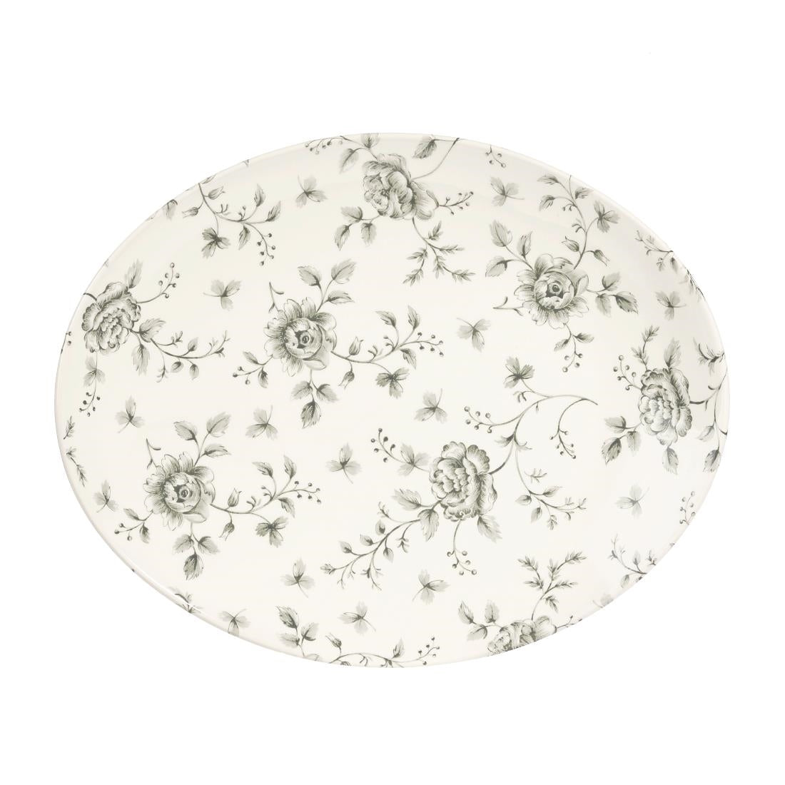 Churchill Rose Chintz Oval Coupe Plates Grey 317mm (Pack of 6) - DA668 Plates Churchill