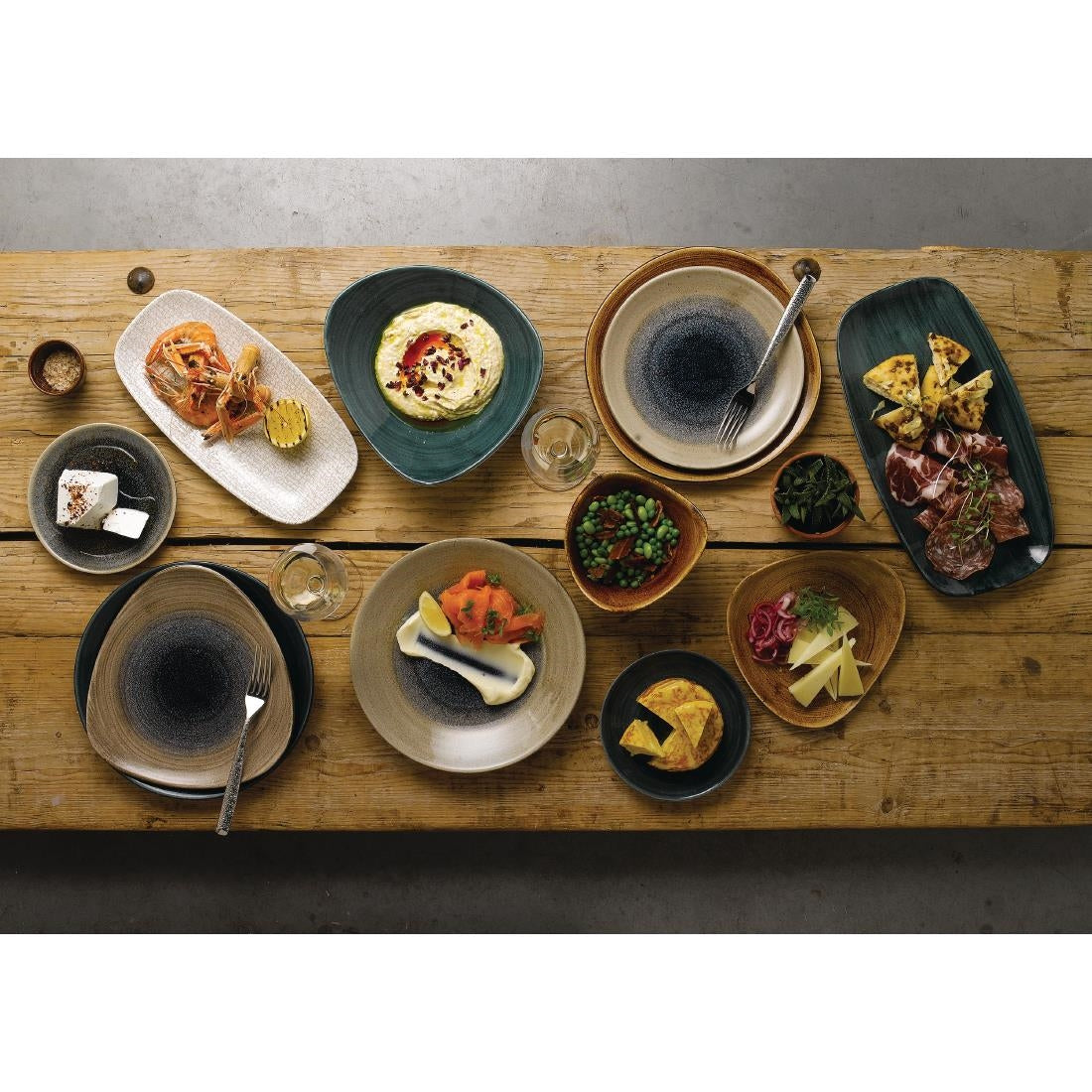 Churchill Breccia Oblong Chef Plate Agate Grey 153 x 298mm (Pack of 12) - DB143 Plates Churchill
