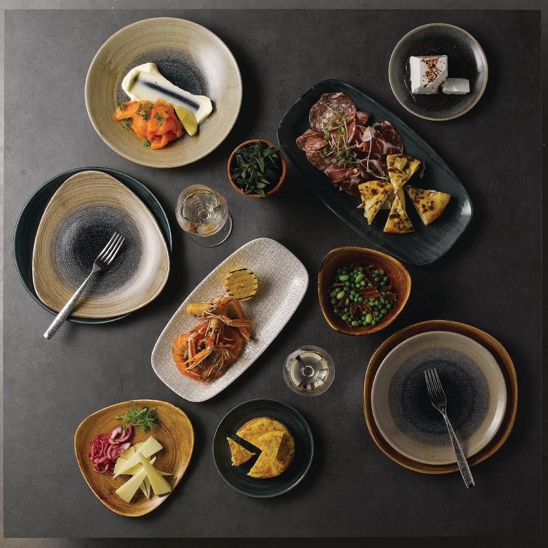 Churchill Breccia Oblong Chef Plate Agate Grey 153 x 298mm (Pack of 12) - DB143 Plates Churchill