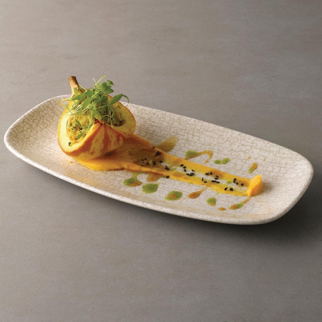 Churchill Breccia Oblong Chef Plate Agate Grey 189 x 355mm (Pack of 6) - DB144 Plates Churchill