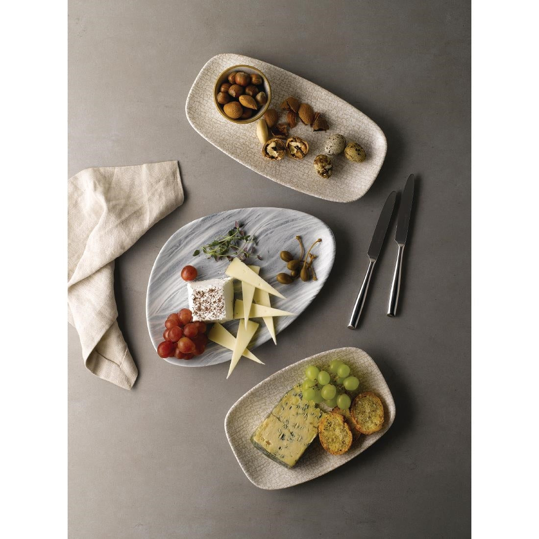 Churchill Breccia Oblong Chef Plate Agate Grey 157 x 237mm (Pack of 12) - CY947 Plates Churchill