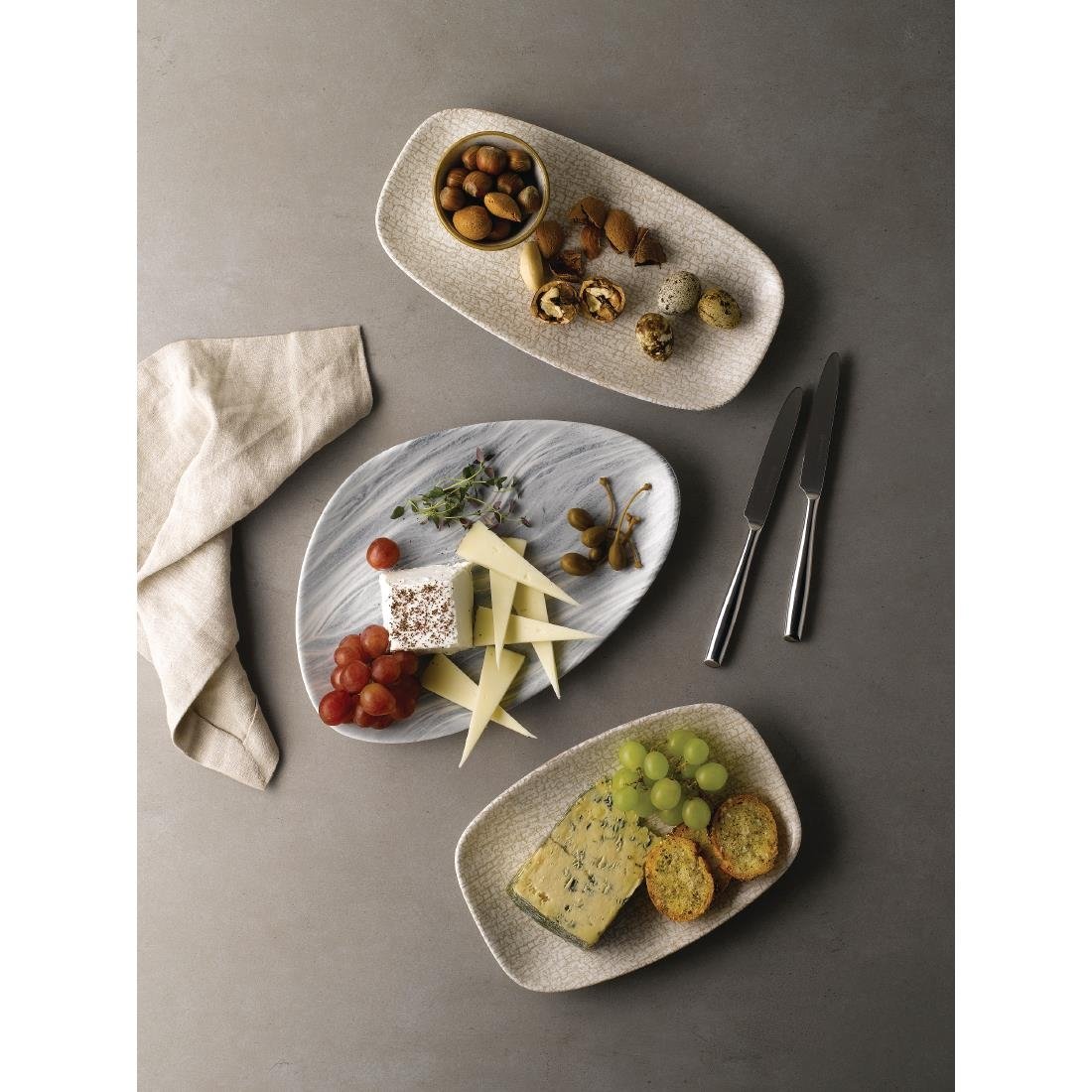 Churchill Fluid Triangle Chef Plates Pearl Grey 205 x 304mm (Pack of 6) - DF729 Plates Churchill