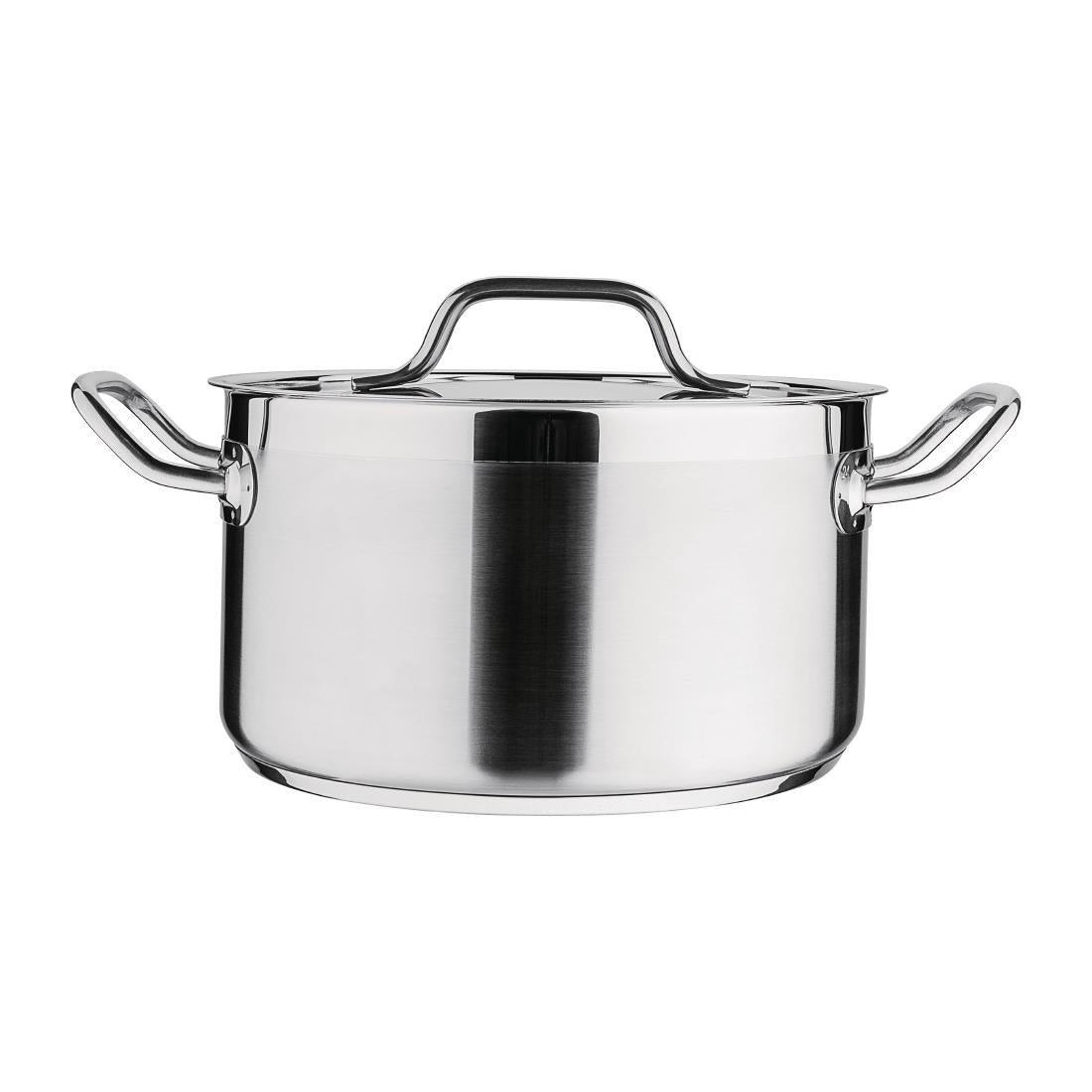 Nisbets Essentials Stainless Steel Stew Pot With Lid 24cm - DB254 Casserole & Stew Pans Nisbets Essentials