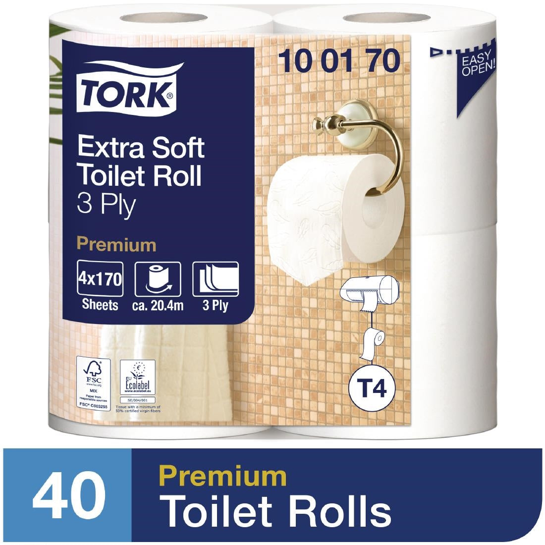 Tork Extra Soft Premium Toilet Paper 3-Ply 20.4m (Pack of 40) - DB467 Tork