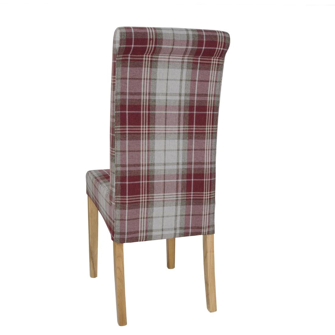 Bolero Austin Dining Chairs Wine Tartan (Pack of 2) - DB989 Upholstered Dining Chairs Bolero