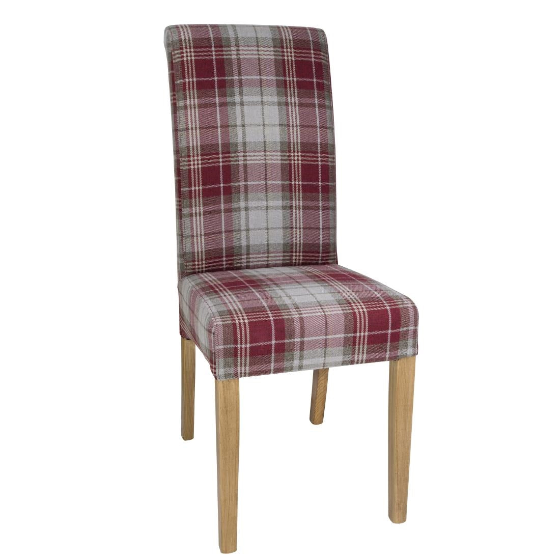 Bolero Austin Dining Chairs Wine Tartan (Pack of 2) - DB989 Upholstered Dining Chairs Bolero