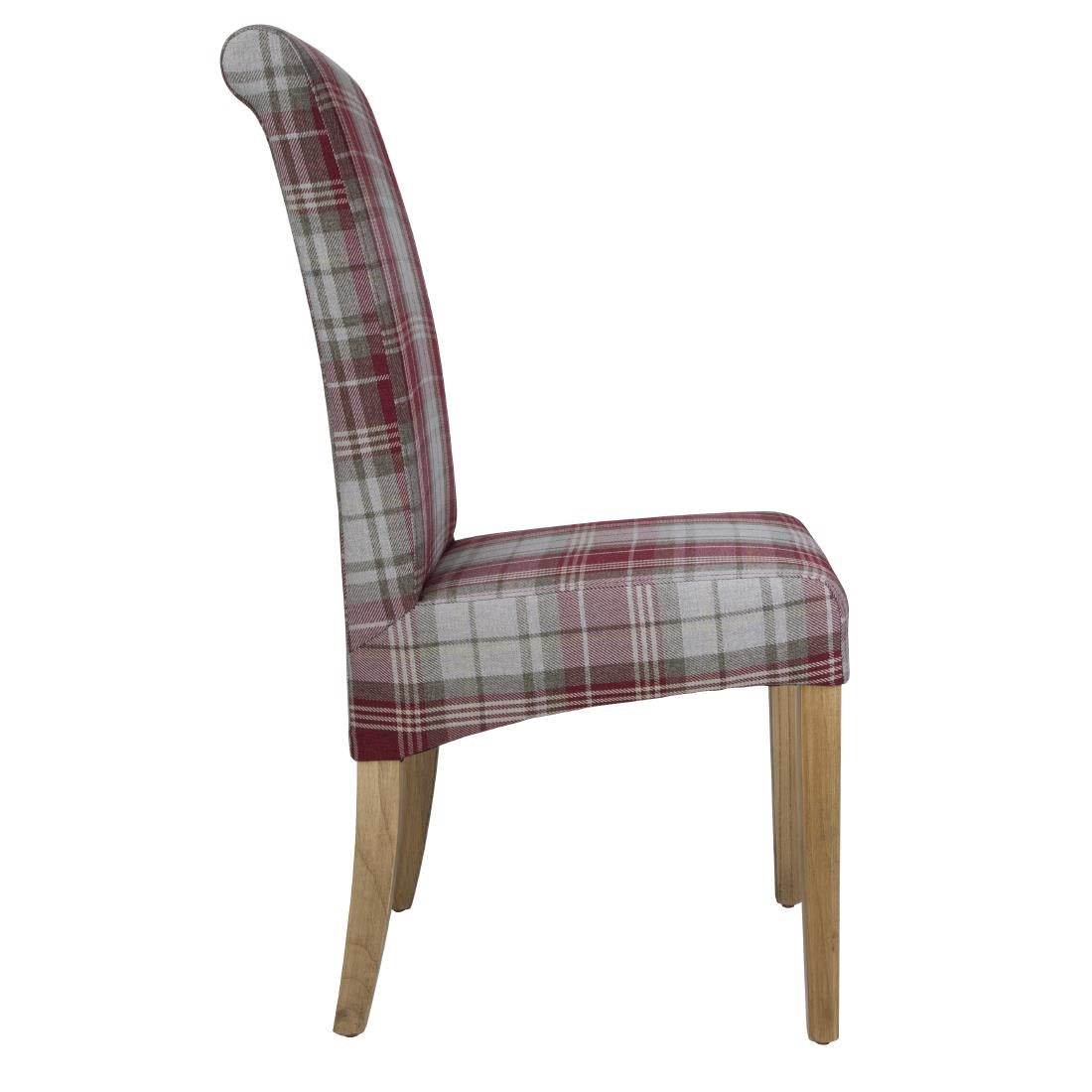 Bolero Austin Dining Chairs Wine Tartan (Pack of 2) - DB989 Upholstered Dining Chairs Bolero