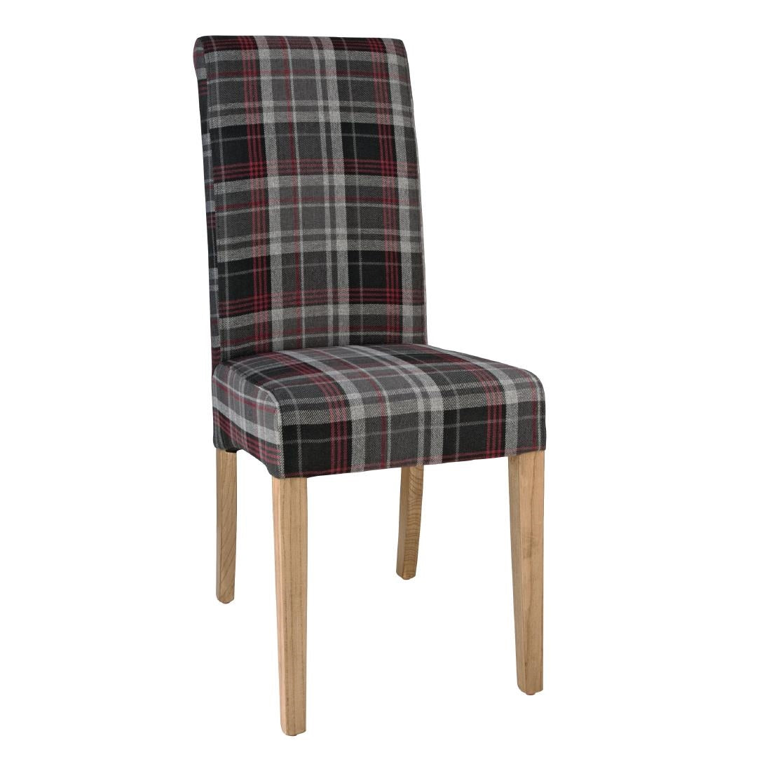 Bolero Austin Dining Chairs Grey Tartan (Pack of 2) - DB990 Upholstered Dining Chairs Bolero