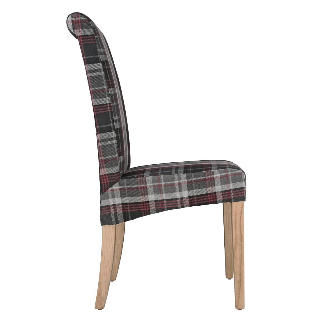 Bolero Austin Dining Chairs Grey Tartan (Pack of 2) - DB990 Upholstered Dining Chairs Bolero