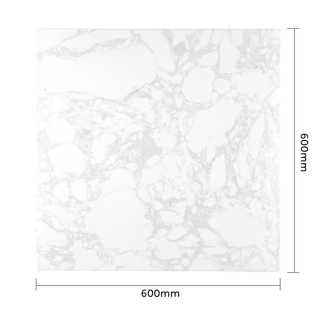 Bolero Square Marble Effect Tabletop White 600mm - DC301 Stone Effect Table Tops Bolero