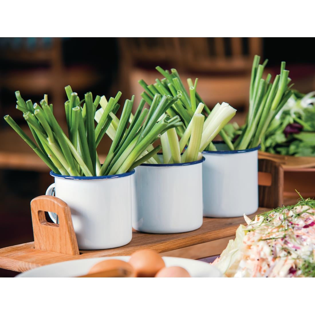 Olympia Large Enamel Soup Mugs 670ml (Pack of 6) - DC398 Olympia Crockery Olympia