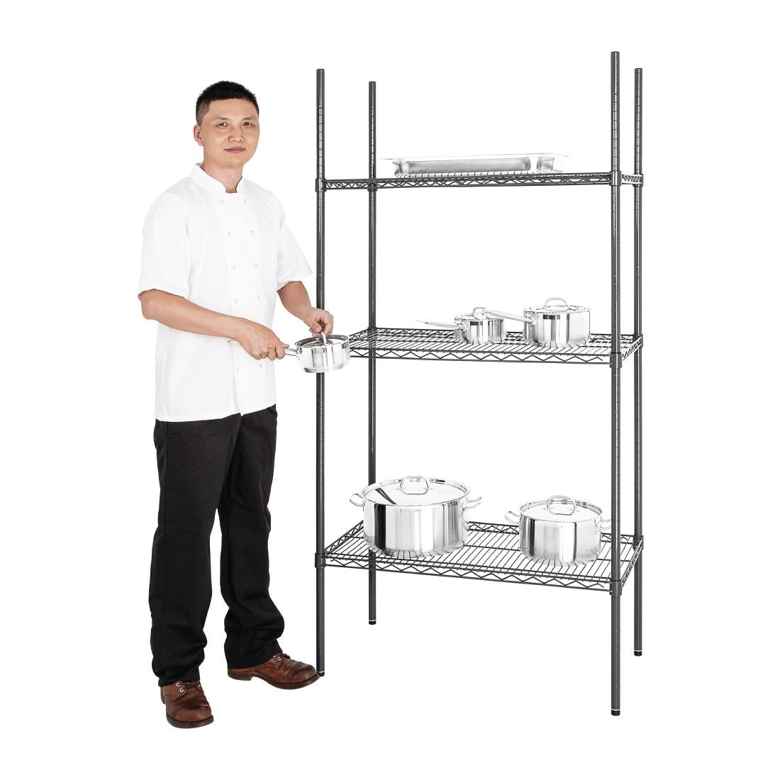 Nisbets Essentials 3 Tier Coated Shelving Unit 1820 x 915 x 457mm - DC819 Nisbets Essentials