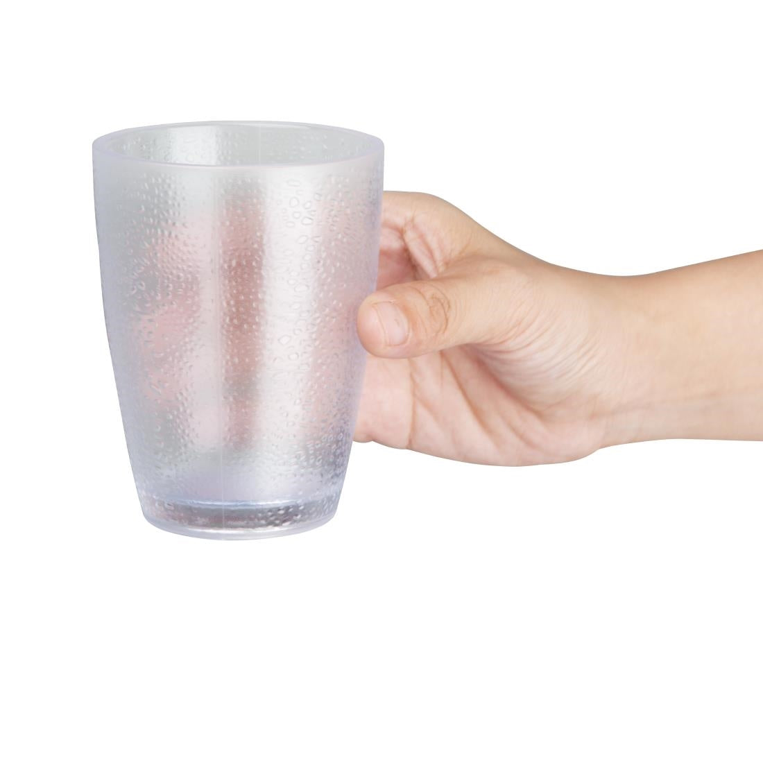 Olympia Kristallon Polycarbonate Tumbler Pebbled Clear 275ml (Pack of 6) - DC928 Plastic Drinkware Olympia