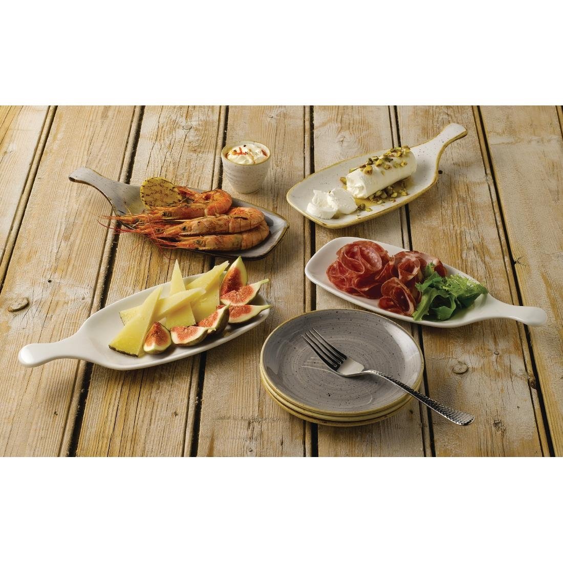 Churchill Stonecast Handled Paddles Barley White 284mm (Pack of 6) - DY879 Churchill Super Vitrified Churchill