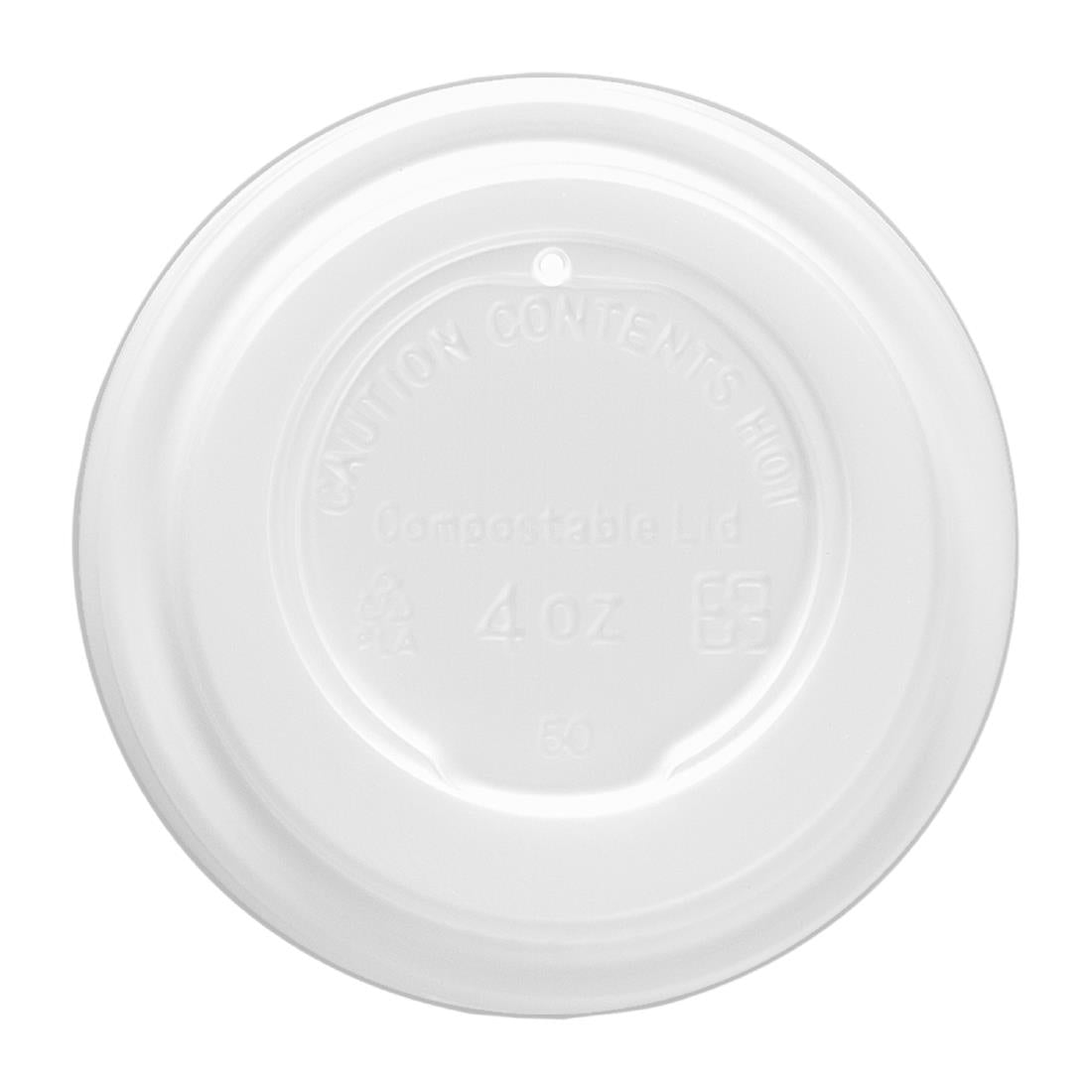 Vegware 62-Series CPLA Hot Cup Lid - 4oz (Case 2000) - DE144 Disposable Cups Vegware
