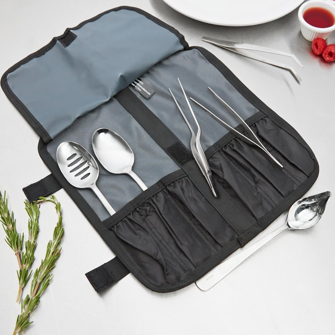 Mercer Culinary 6 Piece Chef Plating Kit with Storage Roll - DE454 Mercer Culinary