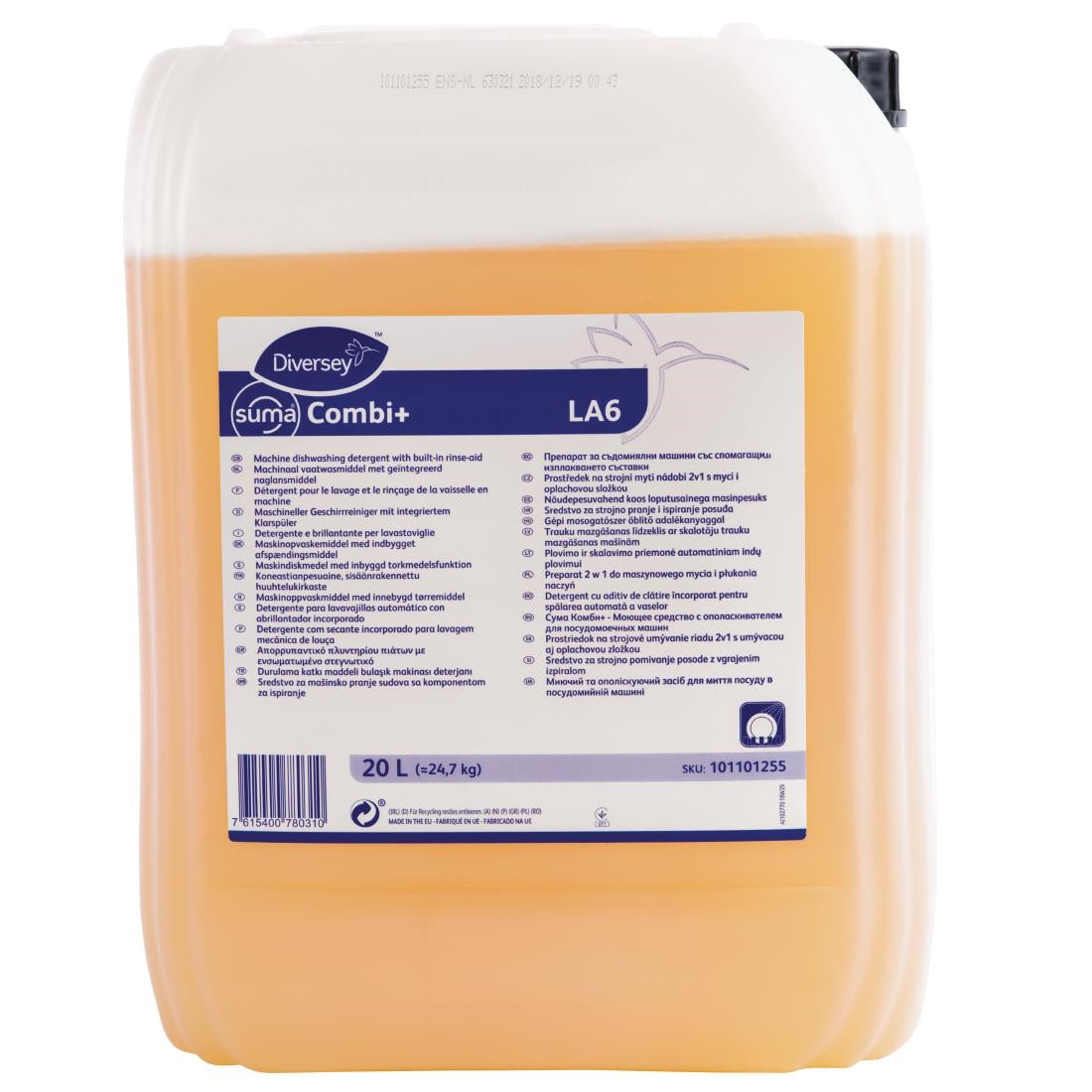 Suma LA6 Warewashing Detergent and Rinse Aid Concentrate 20Ltr - DE755 Diversey