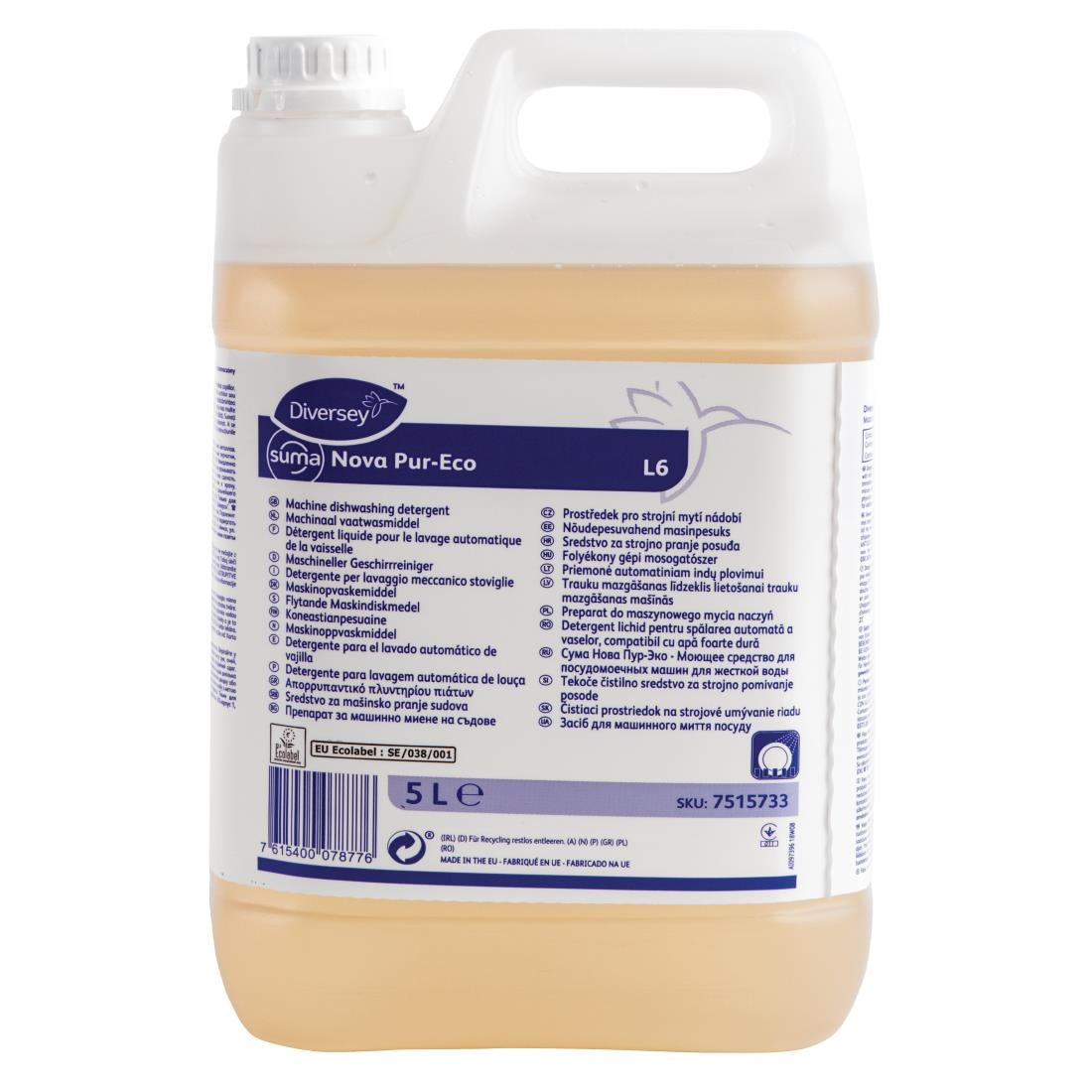 Suma Nova L6 Pur-Eco Dishwasher Detergent Concentrate 5Ltr (2 Pack) - DE757 Diversey